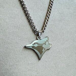 Toronto Blue Jays Necklace - 5mm Cuban - Silver - 22 Inches - Baseball Chain